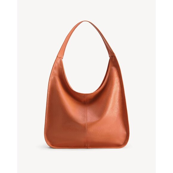 Newbella Women's Orange Soft PU Leather Stylish Tote Hobo Purses with Zipper - Picture 4 of 7